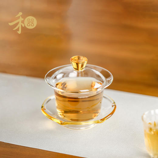 禾器晶彩·禾荷盖碗 玻璃盖碗耐高温玻璃茶碗功夫茶碗三才盖碗盖碗茶 商品图4