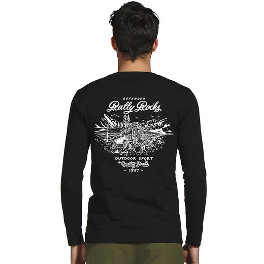 自由基地2023秋冬新款户外露营越野车图案印花休闲长袖T欧美潮流 NMT-2076 商品图0