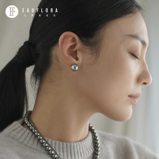 『月光曲』法式经典简约仿灰珍珠耳环 商品图1