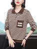 百媚生 翻领长袖条纹T恤6399 商品缩略图3