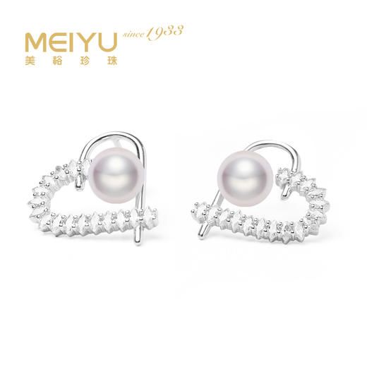 美裕 银925淡水珍珠耳钉 7-8mm白 107233 商品图0