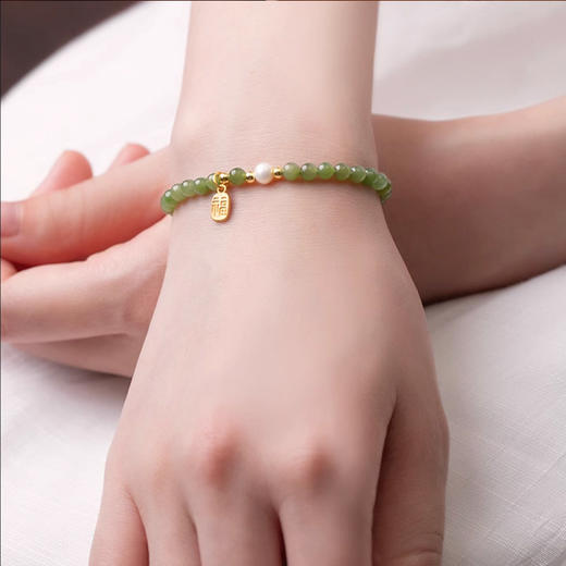 【推荐】和田玉珍珠福牌手串 商品图3