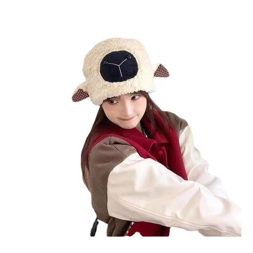 「9.9元包邮！五款配色」防风加厚小羊帽子 冬天渔夫帽女款韩系小羊耳朵可爱毛茸茸保暖羊羔配饰 商品图3