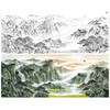 【大彩图】横幅工笔画白描底稿《绿水青山》临摹勾线山水底稿FS11 商品缩略图0