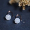 18K玫瑰金和田玉（白玉）耳钩/圆珠8mm/总长22.5mm 商品缩略图2