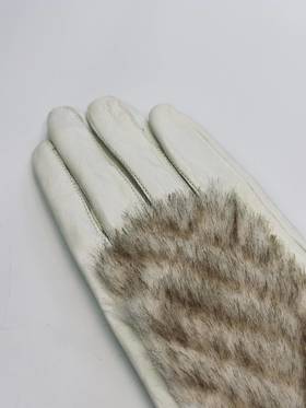 【奶油华夫】短绒压纹环保皮草拼接真皮手套23ZB06E