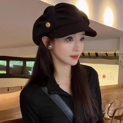 「三色可选！贝雷云朵帽」简约女休闲显脸小保暖画家帽 防风大头围八角帽秋冬配饰 商品图0