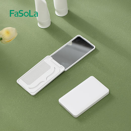 FaSoLa小镜子女随身携带补妆迷你带梳子化妆镜学生宿舍手持折叠镜 商品图7