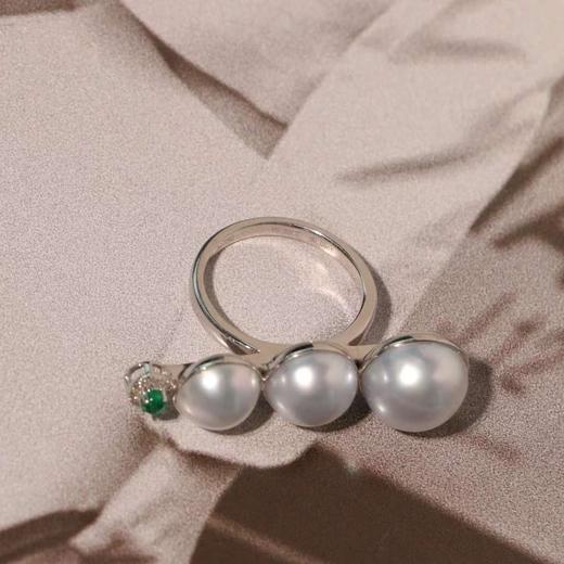 甄珠贝 澳白平衡木+祖母绿钻石 戒指 可以传承的好宝贝 商品图4