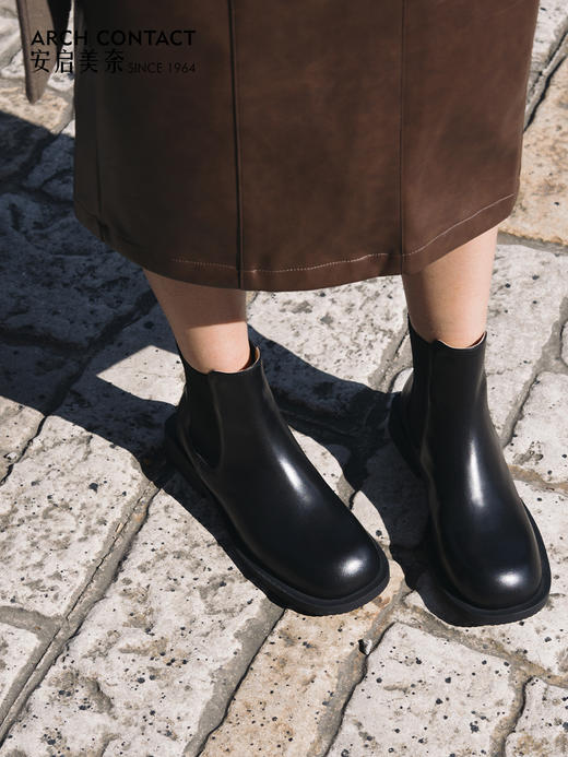 ARCHCONTACT安启美奈低跟中筒切尔西女靴52879 商品图1