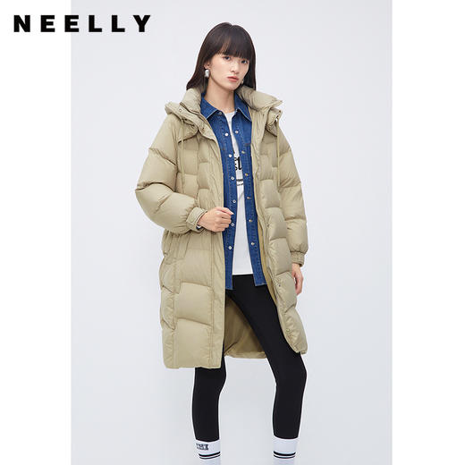NEELLY纳俪商场同款中长款连帽羽绒服女冬季新款韩版加厚保暖大衣N23111L01142 商品图0