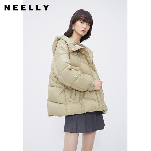 NEELLY纳俪商场同款短款休闲羽绒服女冬季新款时尚连帽宽松面包服N23111L01141 商品图0