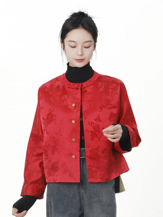 微瑕秒杀|  盛唐牡丹 |真丝花蕾缎女外套[特价品]](特殊商品不退不换) 商品图0