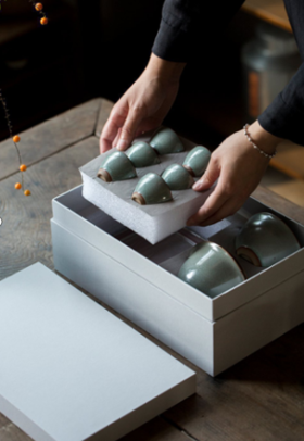 8F NS朴粗陶盖碗茶具9件套