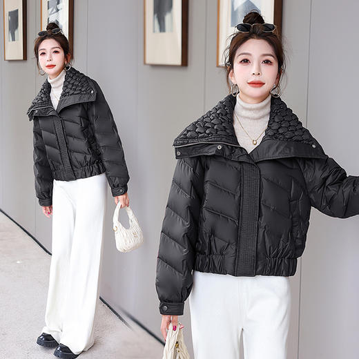 冬季新款，时尚气质显瘦大翻领时髦个性设计90白鸭绒羽绒服HR-HBLJRD160 商品图7