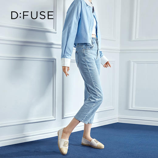 Dfuse迪芙斯2024春季新款呢布手工复古平底渔夫鞋单鞋DF41112008 商品图7