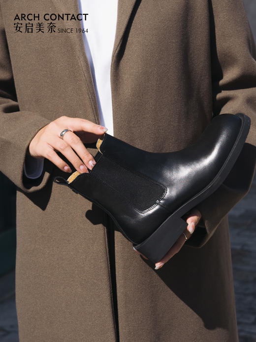 ARCHCONTACT安启美奈低跟中筒切尔西女靴52879 商品图2