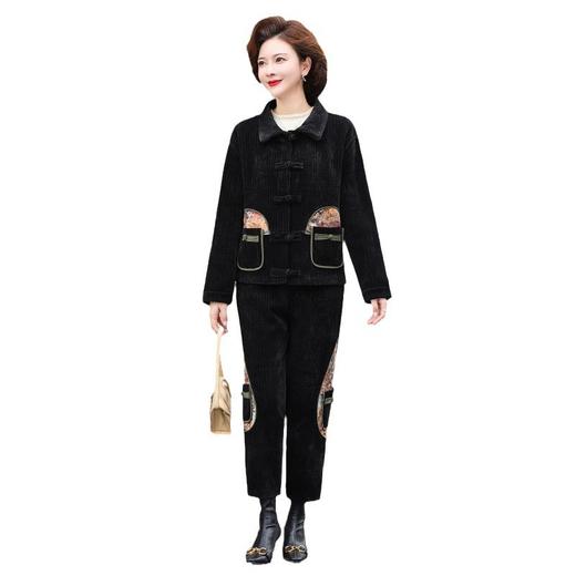 冬季新款，妈妈装加绒套装中老年女装大码灯芯绒外套+九分裤两件套TYWF-A935EOAF2332 商品图4