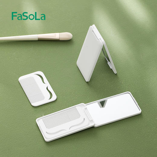 FaSoLa小镜子女随身携带补妆迷你带梳子化妆镜学生宿舍手持折叠镜 商品图5