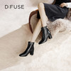 Dfuse迪芙斯冬季新款牛皮方头优雅花扣粗跟短靴女DF34116015 商品缩略图9