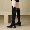 ZHR时髦金属链绒面长筒靴女2023秋冬新款柔软加绒保暖优雅骑士靴 商品缩略图2