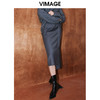 VIMAGE纬漫纪冬季新款高腰不规则下摆半身裙V2006629 商品缩略图0