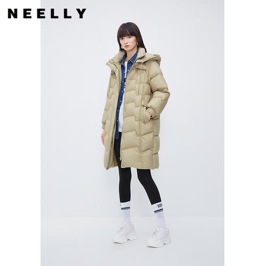 NEELLY纳俪商场同款中长款连帽羽绒服女冬季新款韩版加厚保暖大衣N23111L01142 商品图1