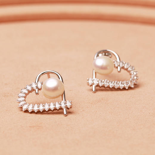 美裕 银925淡水珍珠耳钉 7-8mm白 107233 商品图4