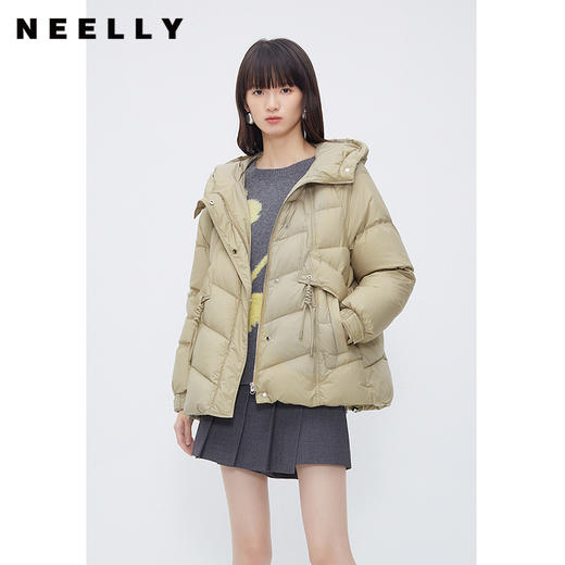 NEELLY纳俪商场同款短款休闲羽绒服女冬季新款时尚连帽宽松面包服N23111L01141 商品图1