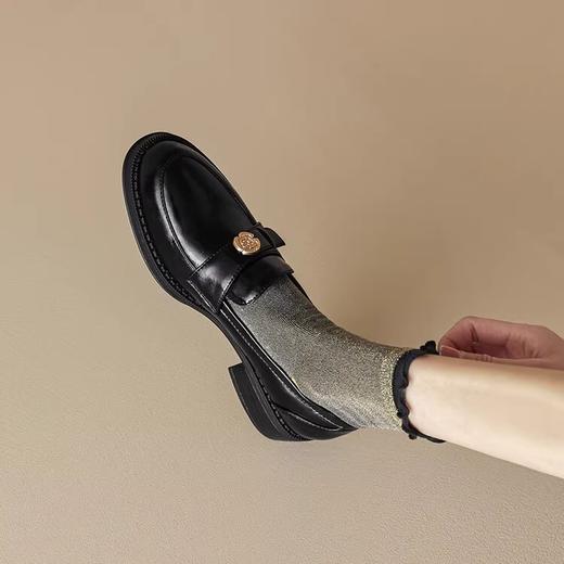 秋冬款【法式复古英伦风粗跟乐福鞋】真软皮一脚蹬  山茶花小皮鞋  中跟单鞋 商品图2