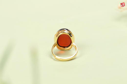 【忆曼】血珀戒指，925银镶 商品图3