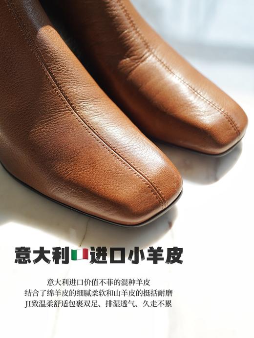 花花团秋冬皮靴篙端定制——意大利🇮🇹进口小羊皮 里外筌羊皮JI致柔软弹力包容脚背脚型 鞋楦秀气显瘦 6cm粗跟中高跟短靴 秋冬优雅女士BI备款短皮靴！ 商品图3