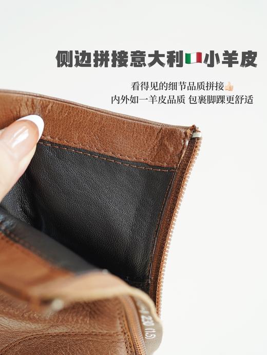 花花团秋冬皮靴篙端定制——意大利🇮🇹进口小羊皮 里外筌羊皮JI致柔软弹力包容脚背脚型 鞋楦秀气显瘦 6cm粗跟中高跟短靴 秋冬优雅女士BI备款短皮靴！ 商品图6