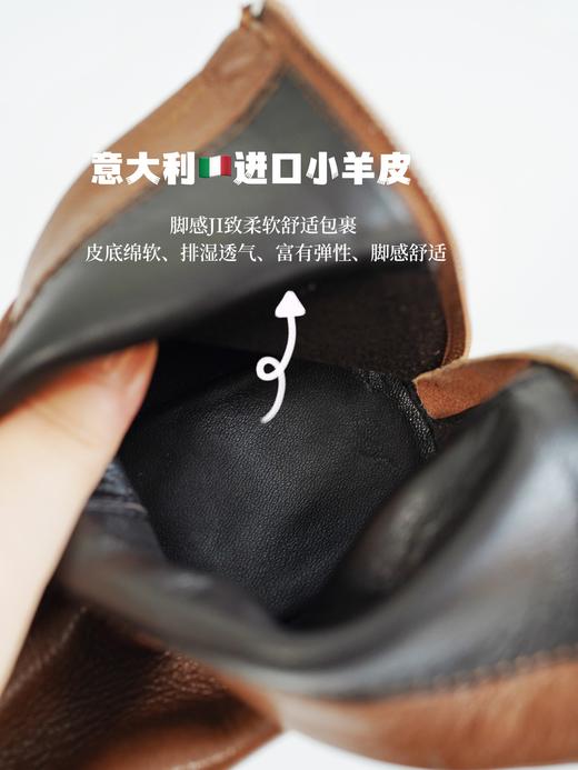 花花团秋冬皮靴篙端定制——意大利🇮🇹进口小羊皮 里外筌羊皮JI致柔软弹力包容脚背脚型 鞋楦秀气显瘦 6cm粗跟中高跟短靴 秋冬优雅女士BI备款短皮靴！ 商品图8