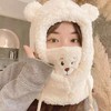 【小熊图案，甜美可爱！】小熊帽口罩帽子围巾一体，冬天女冬天骑车防寒保暖帽子，女秋冬时尚帽lm 商品缩略图4