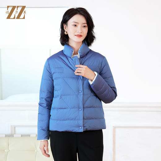 佐尔美冬季新款 时尚简约双面穿短款立领羽绒服女E14YY05 商品图3