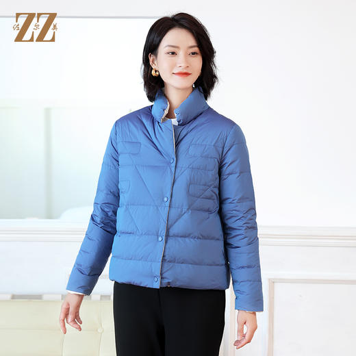 佐尔美冬季新款 时尚简约双面穿短款立领羽绒服女E14YY05 商品图2