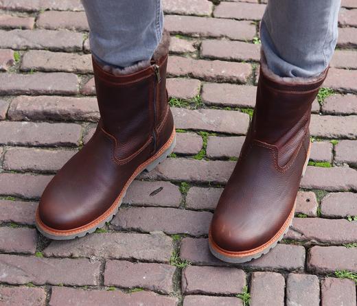 限时特价——西班牙原产羊毛款皮毛一体男士皮靴酒红色FLC10(高品质纯天然羊毛内衬) 商品图8