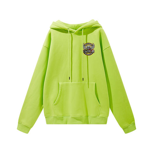 自由基地2023秋冬新款套头带帽抓绒保暖卫衣机车图案印花欧美流行 NMT-2081 商品图3