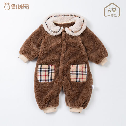 【珊瑚绒连体衣！亲肤柔软】婴儿爬服宝宝连体衣，花边宽松棉服冬季加厚外出服婴童哈衣服，精致美观  蕾丝花边点缀更洋气 hh 商品图5