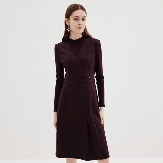 EITIE爱特爱冬季新款大气收腰显瘦通勤黑色连衣裙7207925 商品图7