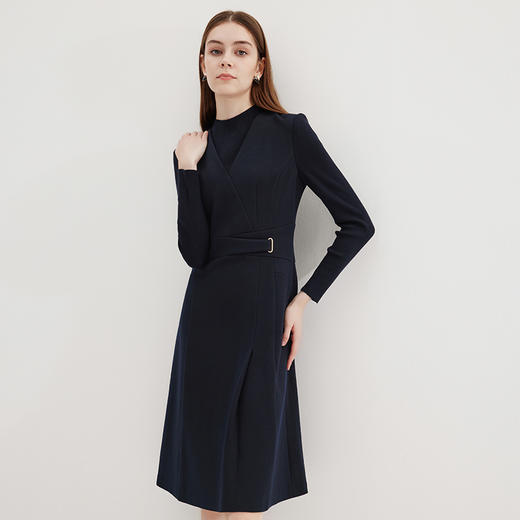 EITIE爱特爱冬季新款大气收腰显瘦通勤黑色连衣裙7207925 商品图6