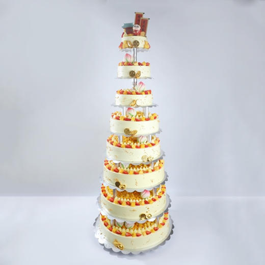 【福寿盈门】送爷爷奶奶多层多磅数祝寿蛋糕，满藏鲜果、芋泥 、巧克力摩咔脆，祝寿星福气盈门福寿到 商品图3