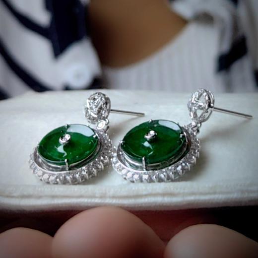 18k翡翠平安扣耳环 商品图5