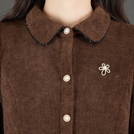 秋冬新款，厚款连衣裙女高腰连衣裙时尚气质妈妈装气质中长裙QYM-TYH-239088-2-Y 商品图3