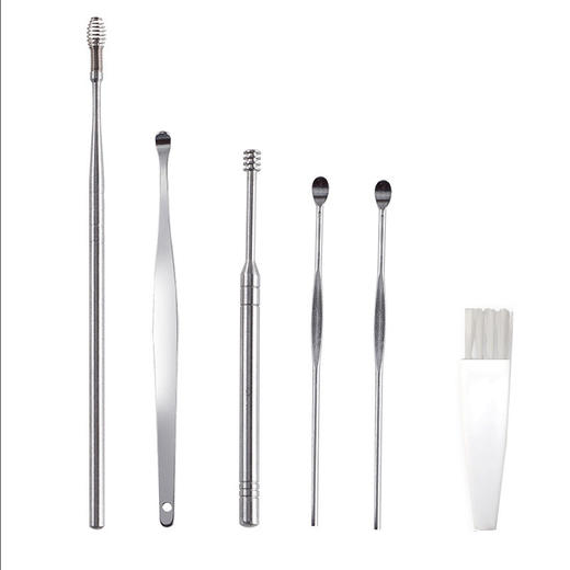 「9.9元包邮！6件套」挖耳勺6件套不锈钢掏耳勺采耳工具套装居家日用螺旋弹簧耳朵清洁便携 商品图1