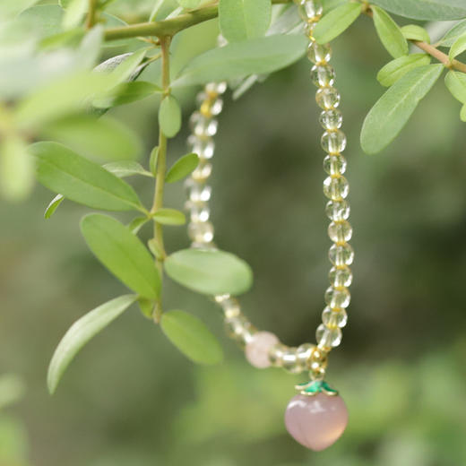 *自营*石榴石水晶玛瑙手串桃子吊坠 ｜ 红石榴黄水晶款式可选。红色石榴石天河石玛瑙水晶手链繁华碧玺。 商品图4