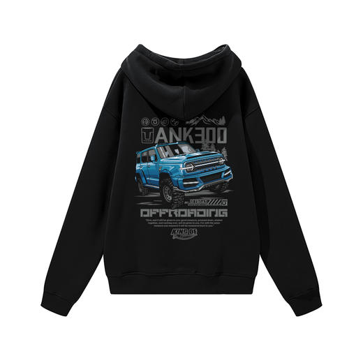 自由基地秋冬新款tank300坦克团印花带帽抓绒套头卫衣潮流保暖衣 NMT-2081 商品图1