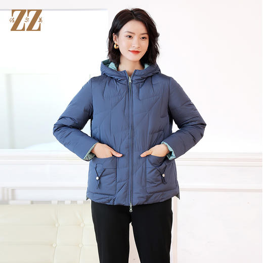 佐尔美冬季新款 简约时尚双面穿连帽短款羽绒服女E14YY04 商品图1