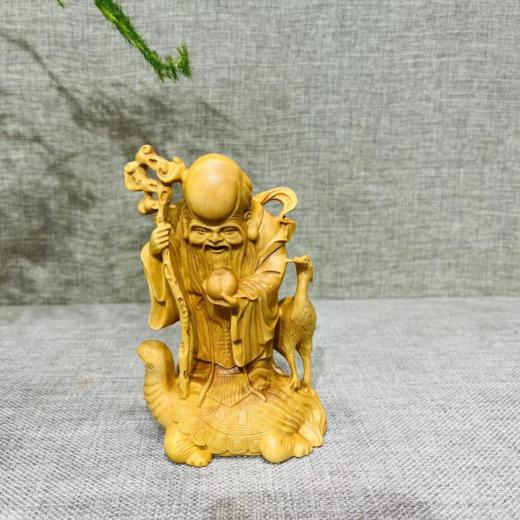 龟鹤寿星公寿仙翁°原木黄杨摆件 商品图0